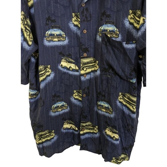 HB Sport Harbor Bay Vintage Hawaiian Shirt Mens 2XLT 2XL Tall Car Print Blue - Picture 3 of 6